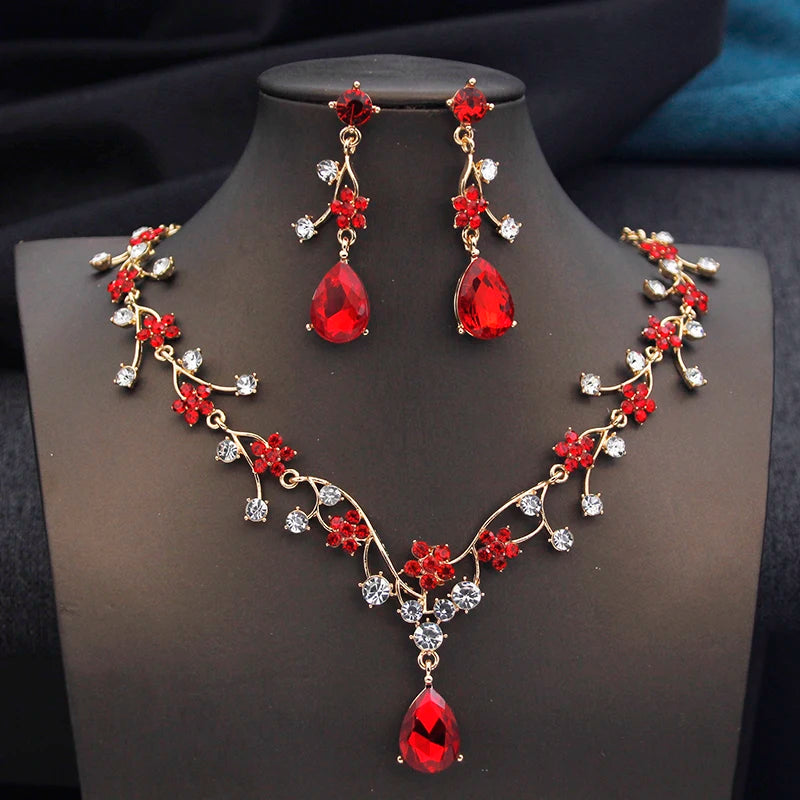 Elegant Water Drop Bridal Jewelry Set - Choker & Earrings