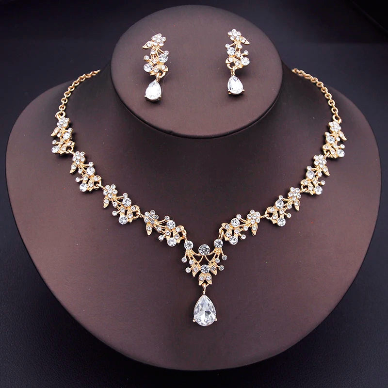 Elegant Floral Rhinestone Jewelry Set for Women