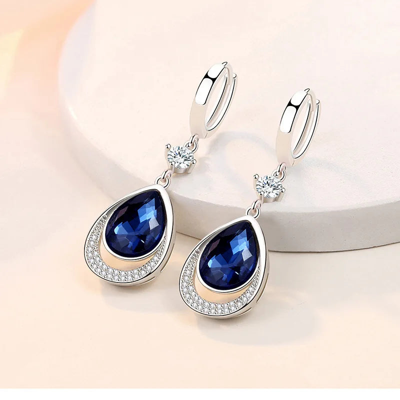 925 Sterling Silver Gemstone Drop Earrings