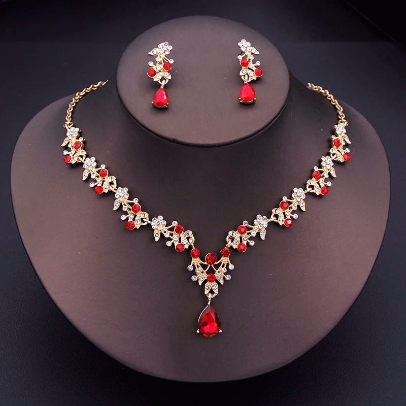 Elegant Floral Rhinestone Jewelry Set for Women