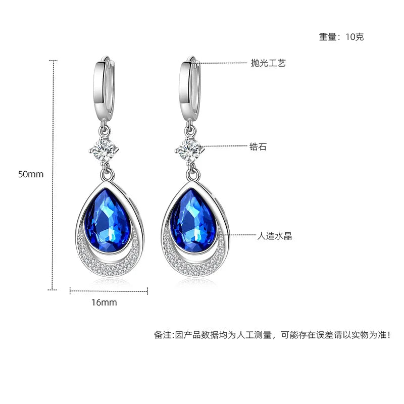 925 Sterling Silver Gemstone Drop Earrings
