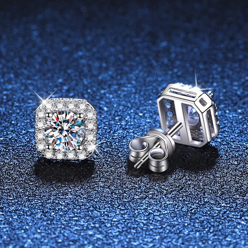 Dazzling D-Color Moissanite Stud Earrings in Sterling Silver