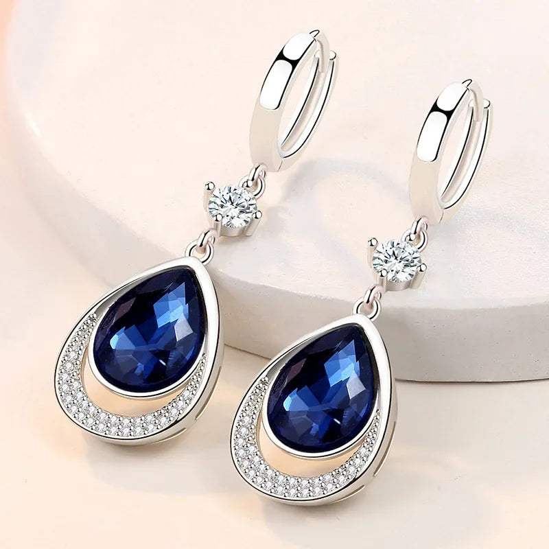 925 Sterling Silver Gemstone Drop Earrings