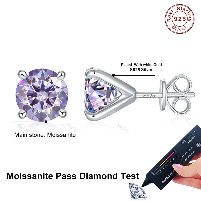 Dazzling Moissanite Stud Earrings in Sterling Silver