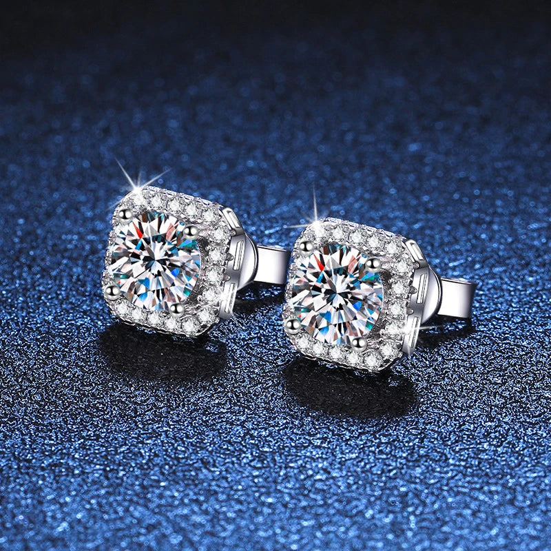 Dazzling D-Color Moissanite Stud Earrings in Sterling Silver