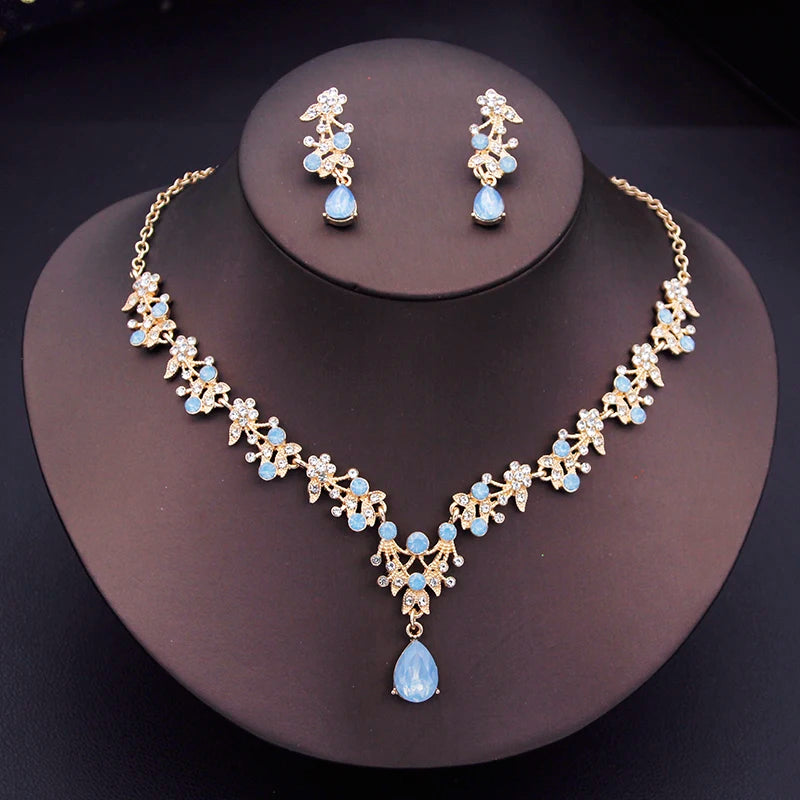 Elegant Floral Rhinestone Jewelry Set for Women