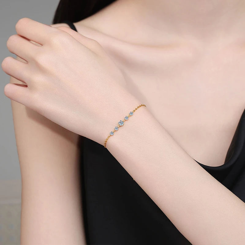 Exquisite Moissanite Bracelet in Sterling Silver