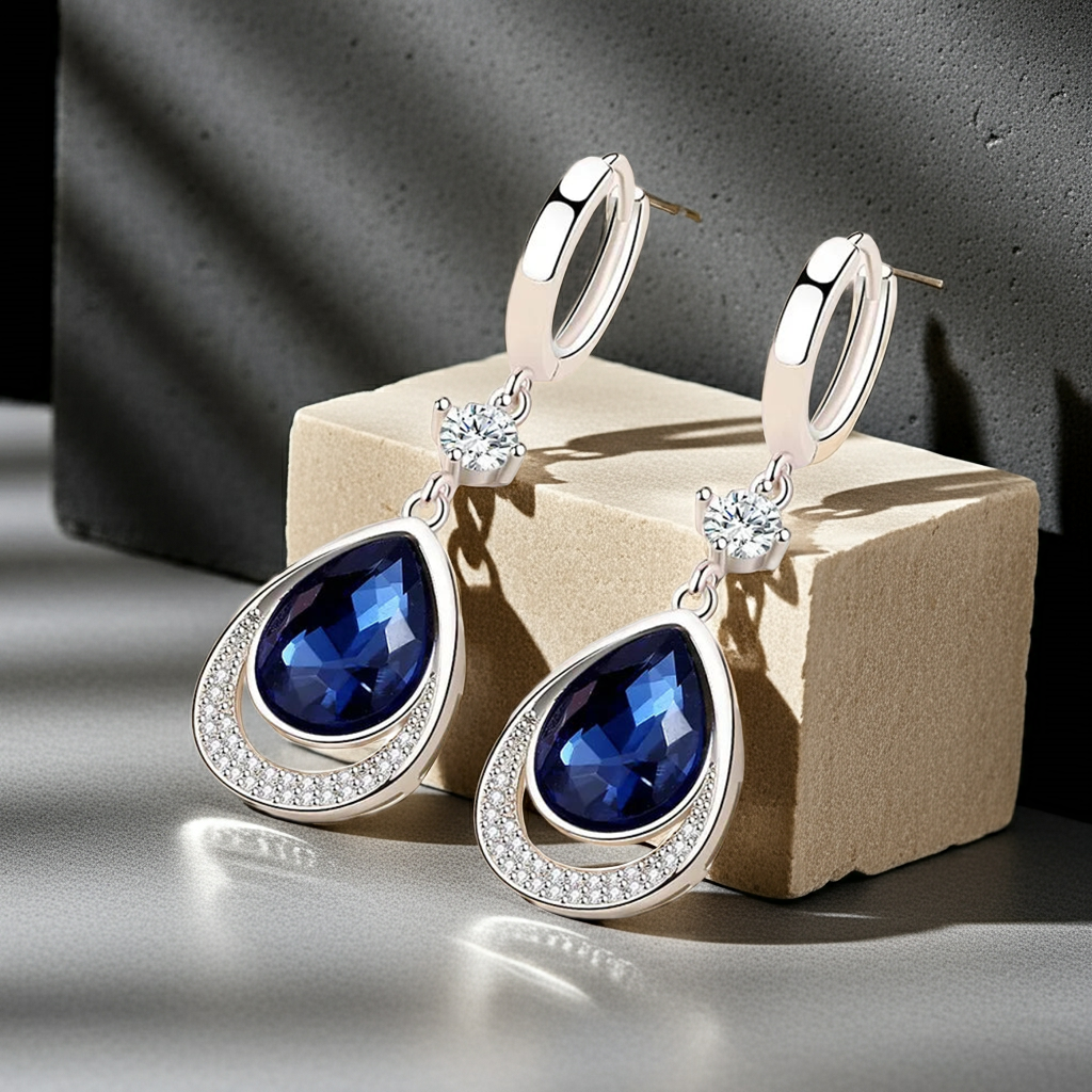 925 Sterling Silver Gemstone Drop Earrings