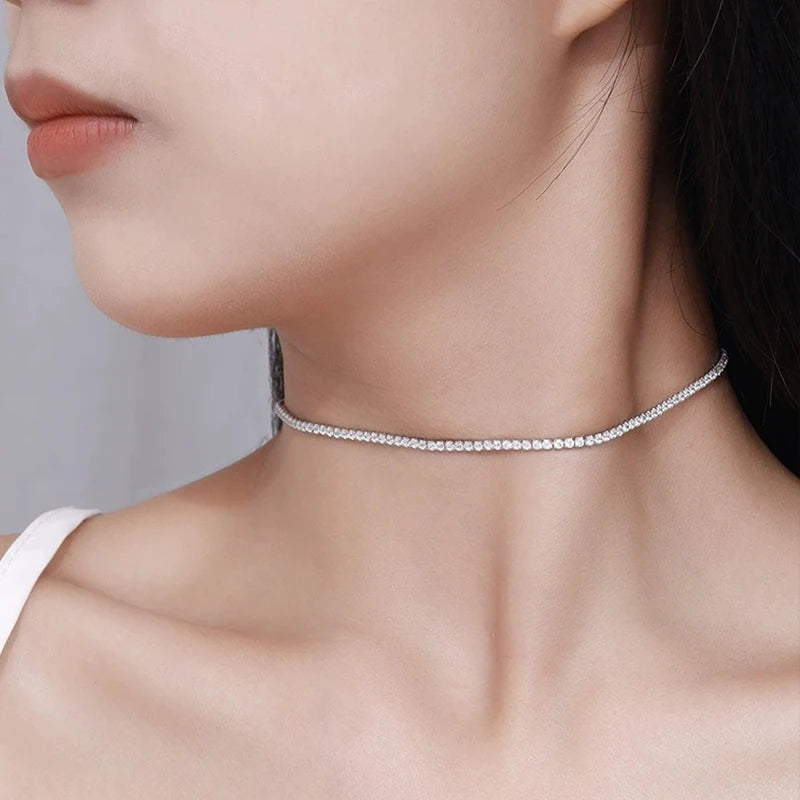 zircon

women's jewelry

tennis necklace

sterling silver

adjustable choker

